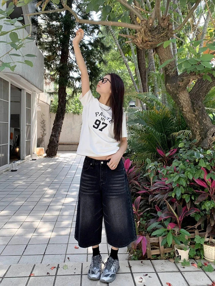 Retro Y2K Wide‑Leg Shorts