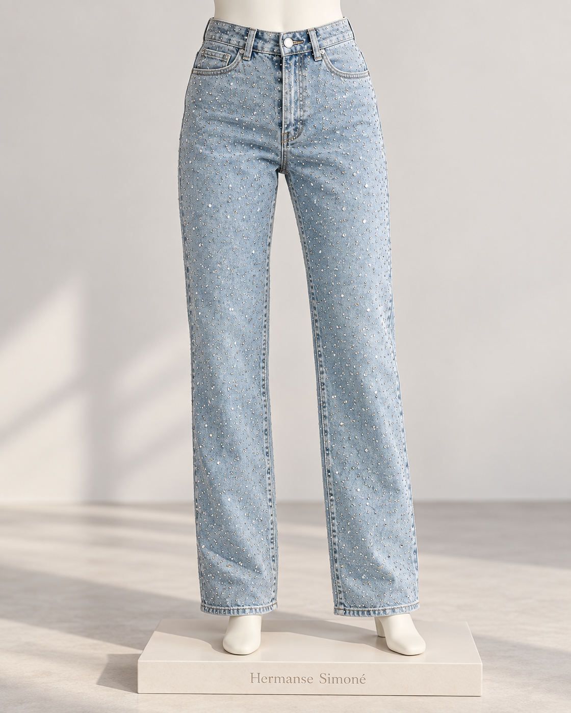 Alcina Rhinestone Jeans — Light Blue — mannequin view