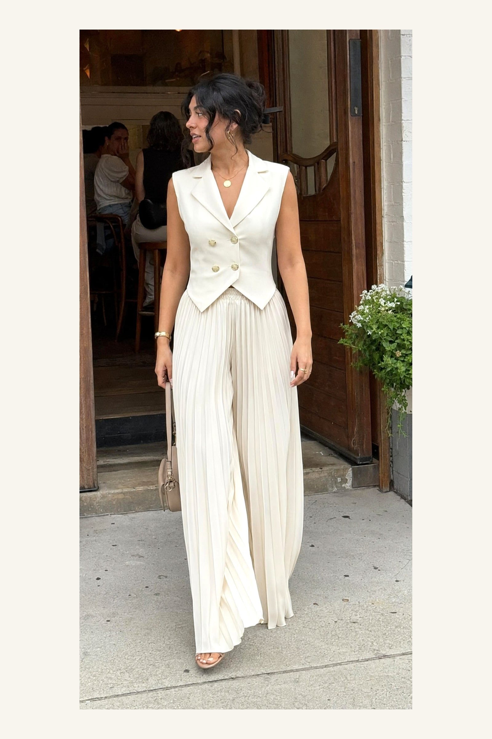 Aurelia Pleated Pants Set — Ivory ugc view