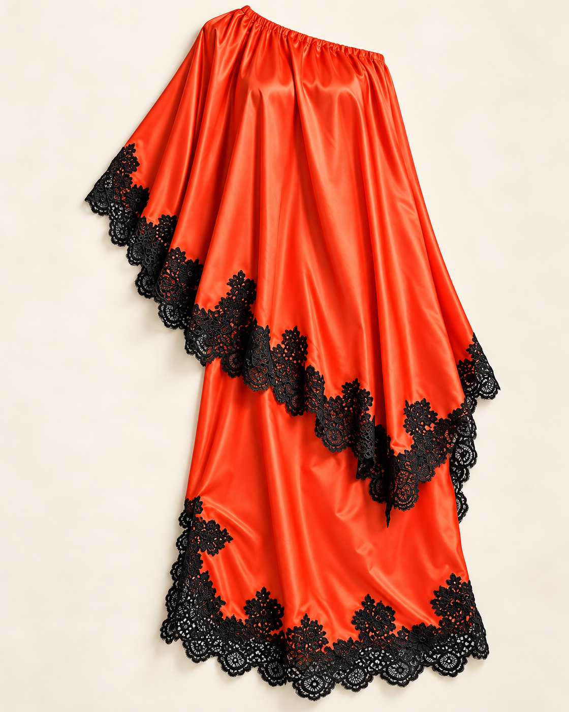Celandra Lace Cape Dress — Orange Red — standalone view