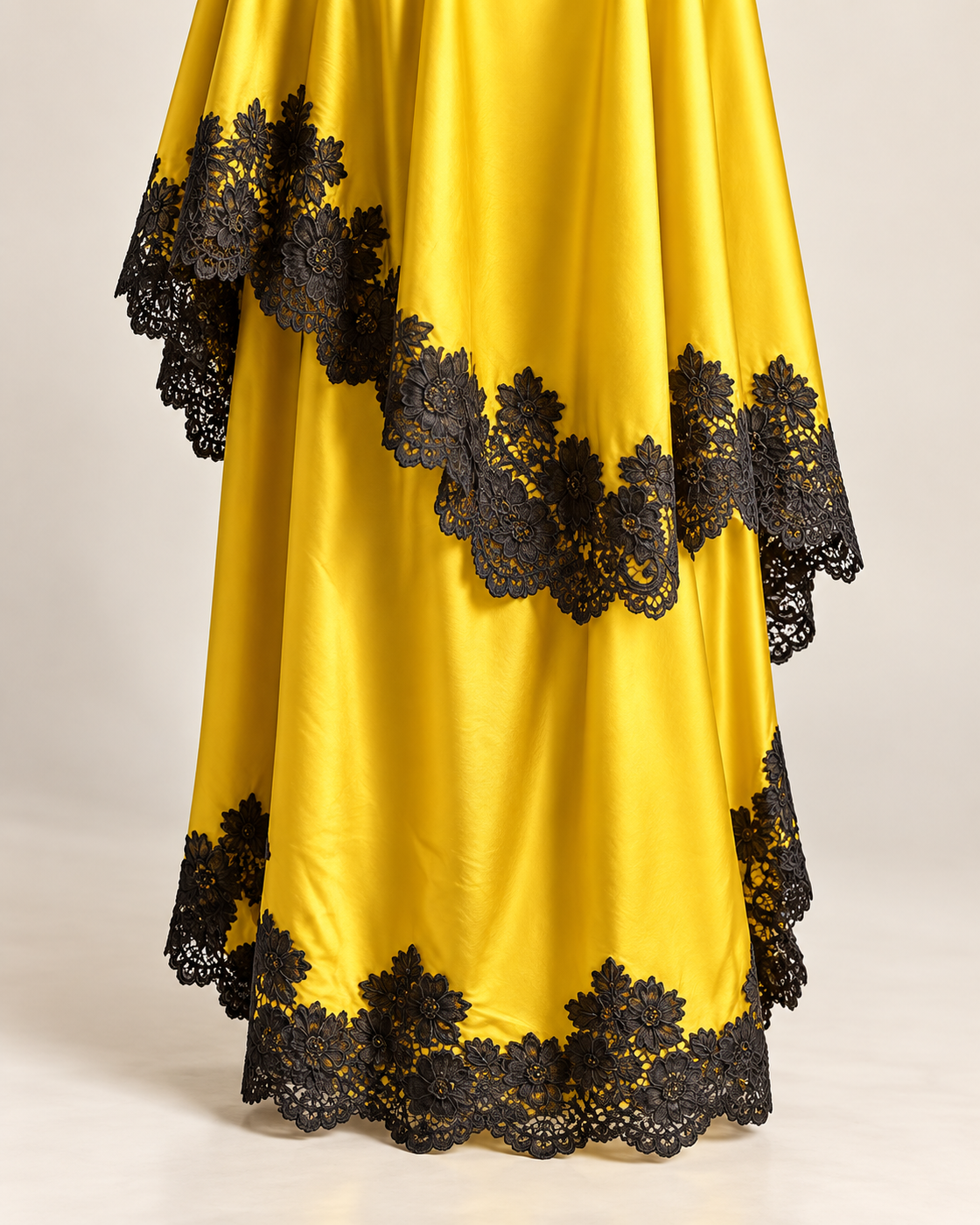 Celandra Lace Cape Dress — Sunflower Yellow — detail view