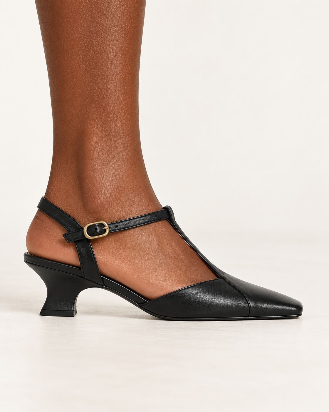 Edessa T-Strap Heels — Black, side