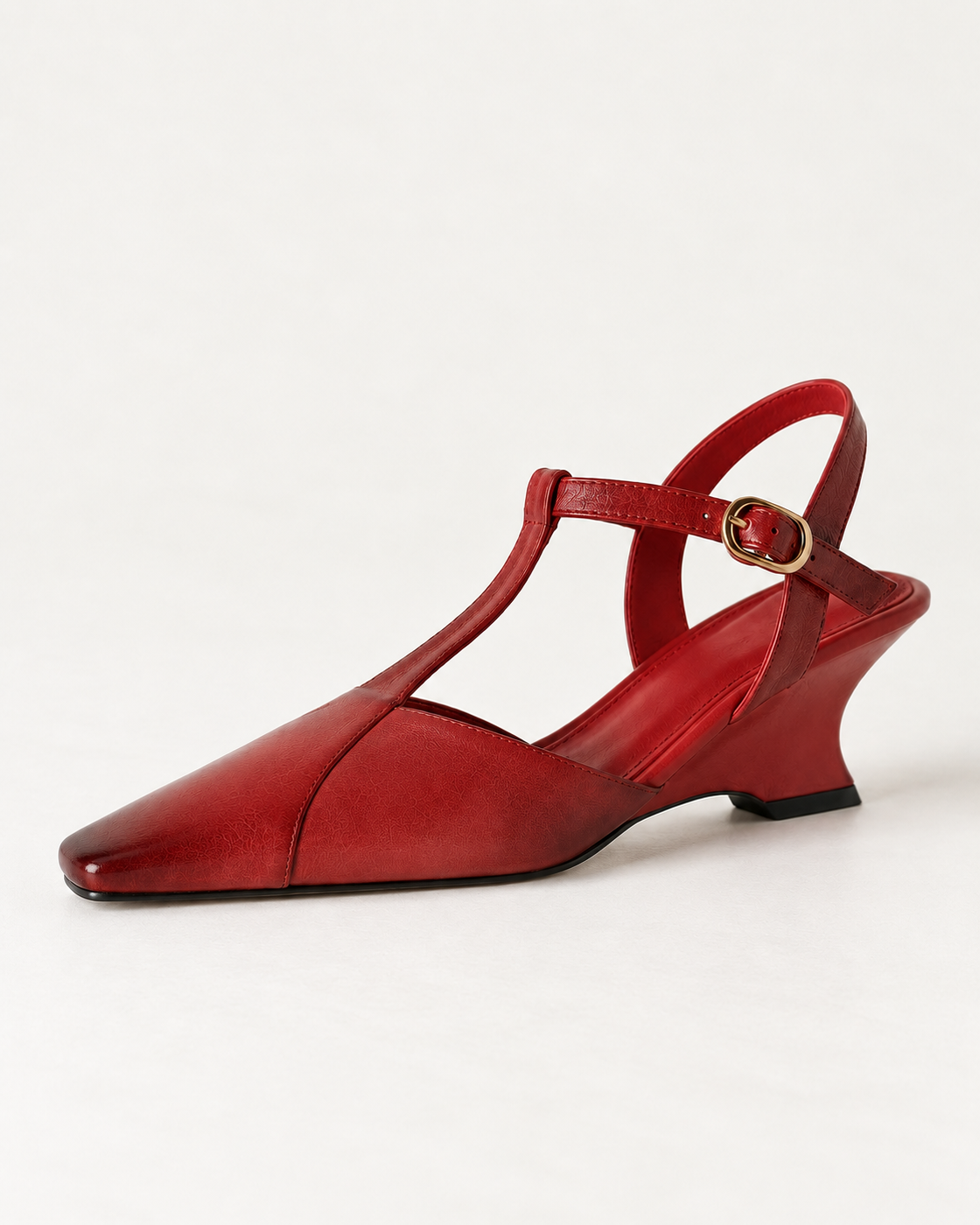 Edessa T-Strap Heels — Red, detail