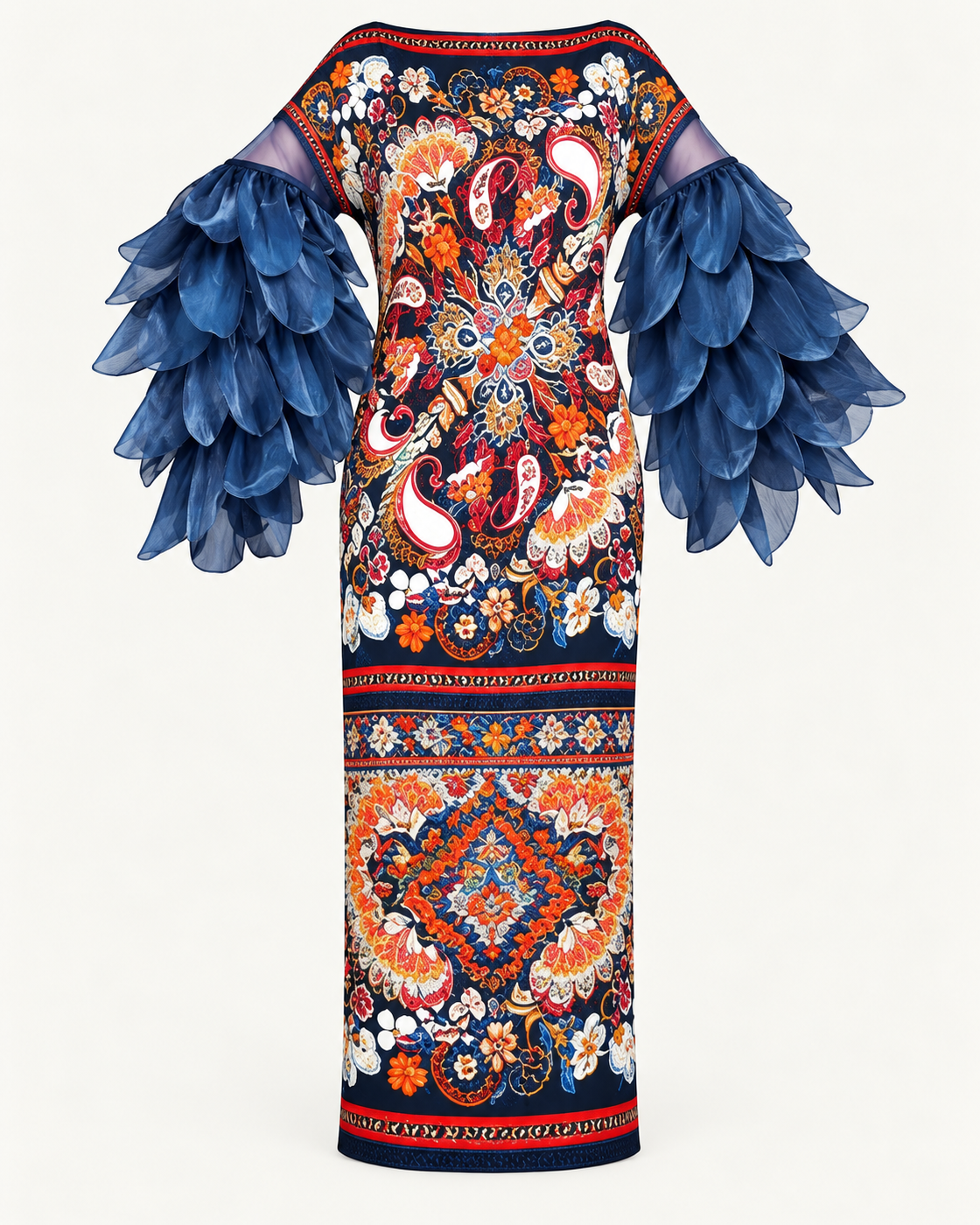 Ferina Petal-Sleeve Kaftan — Medallion Print — standalone view
