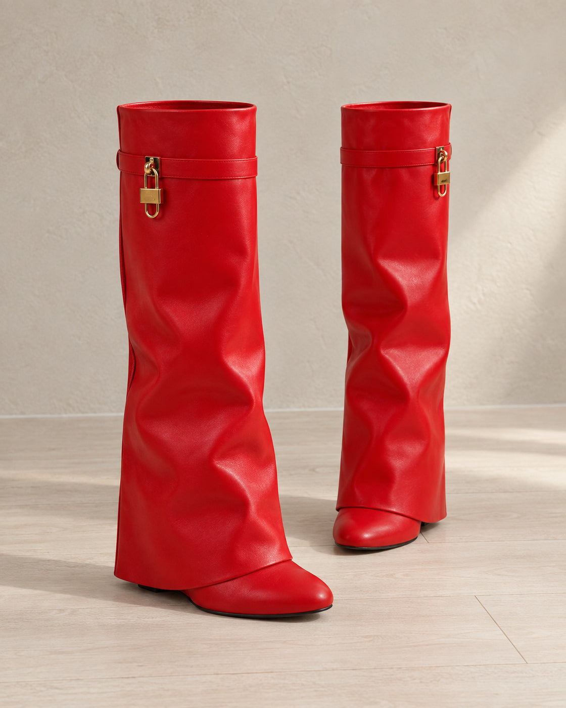 Maelle Lock Boots in Red — pair hero