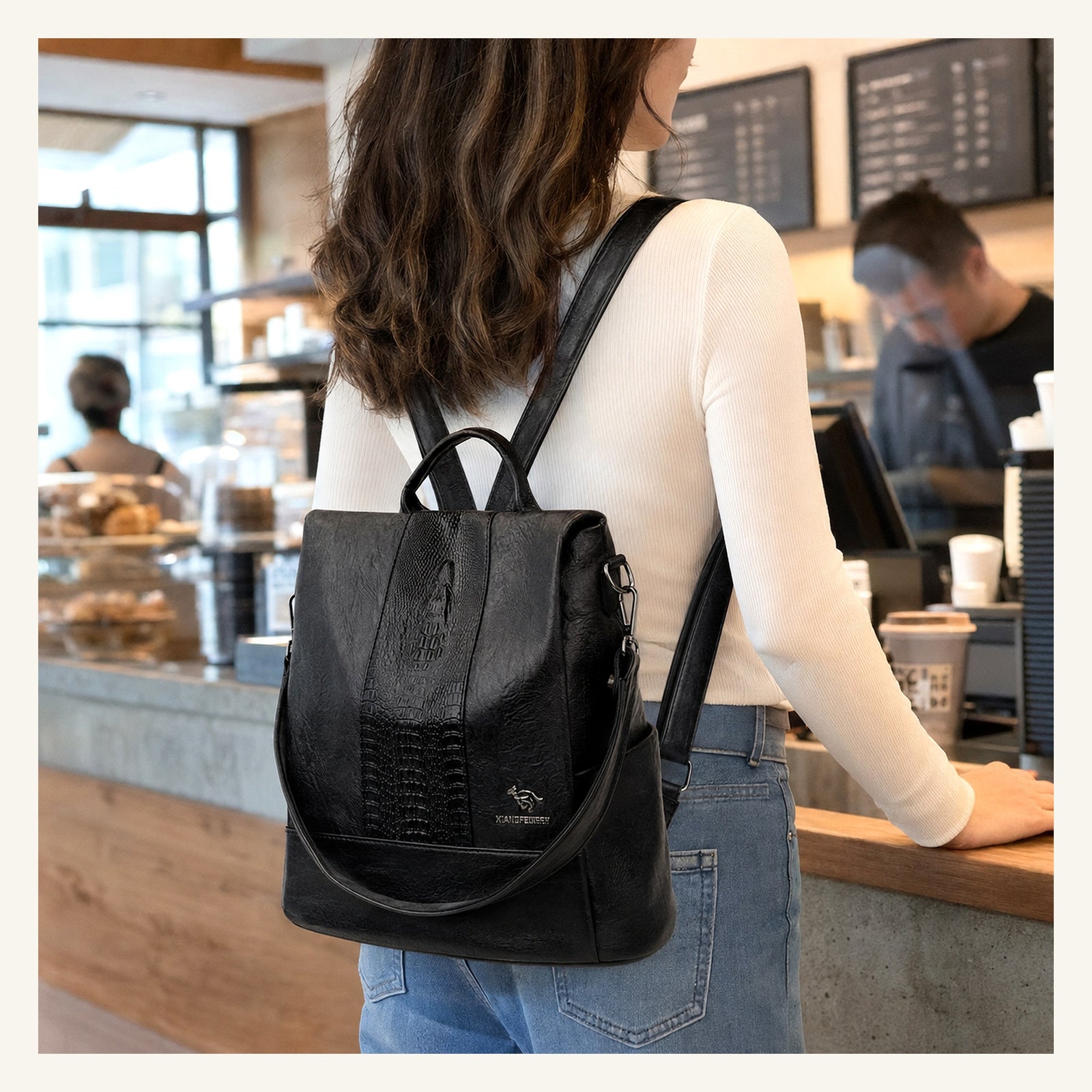 Verona Croc Backpack — Black ugc view