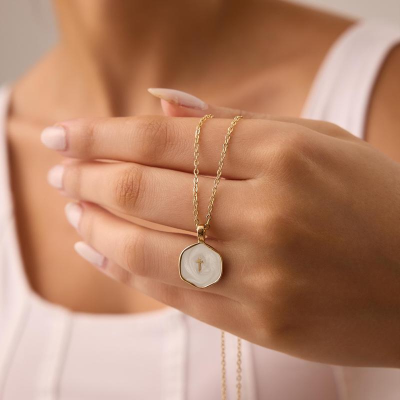 Reverie Pearl Cross Necklace