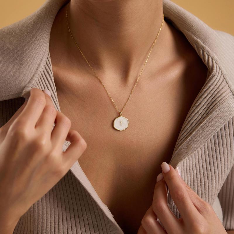Reverie Pearl Cross Necklace