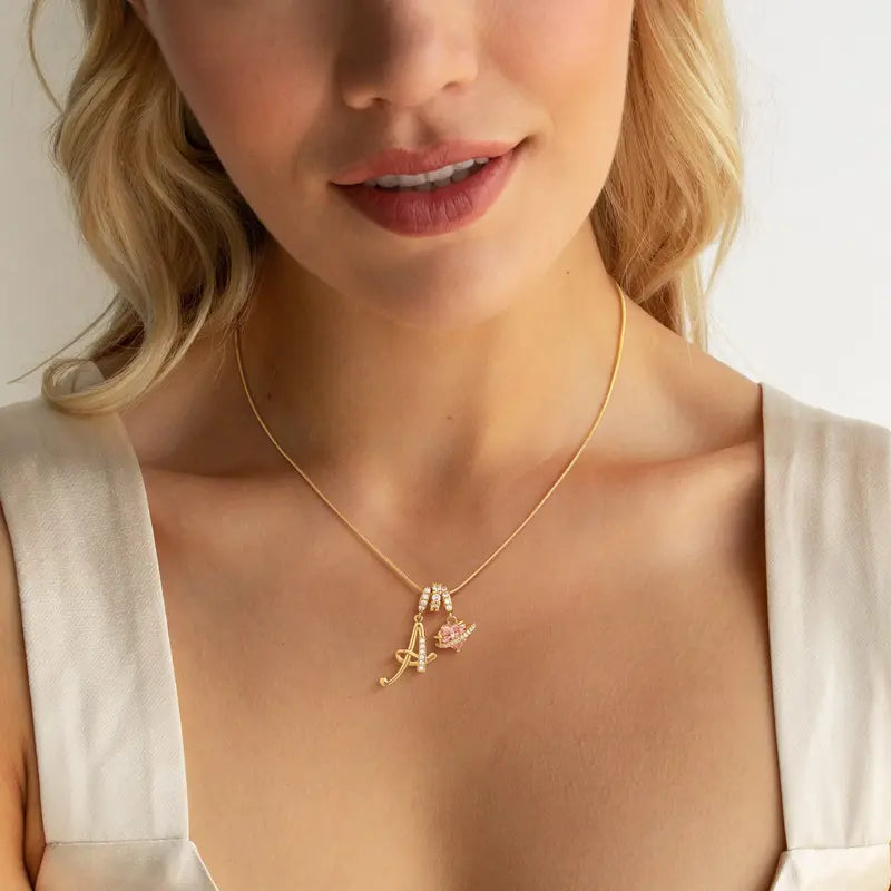 Pavé Aurora Initial Necklace