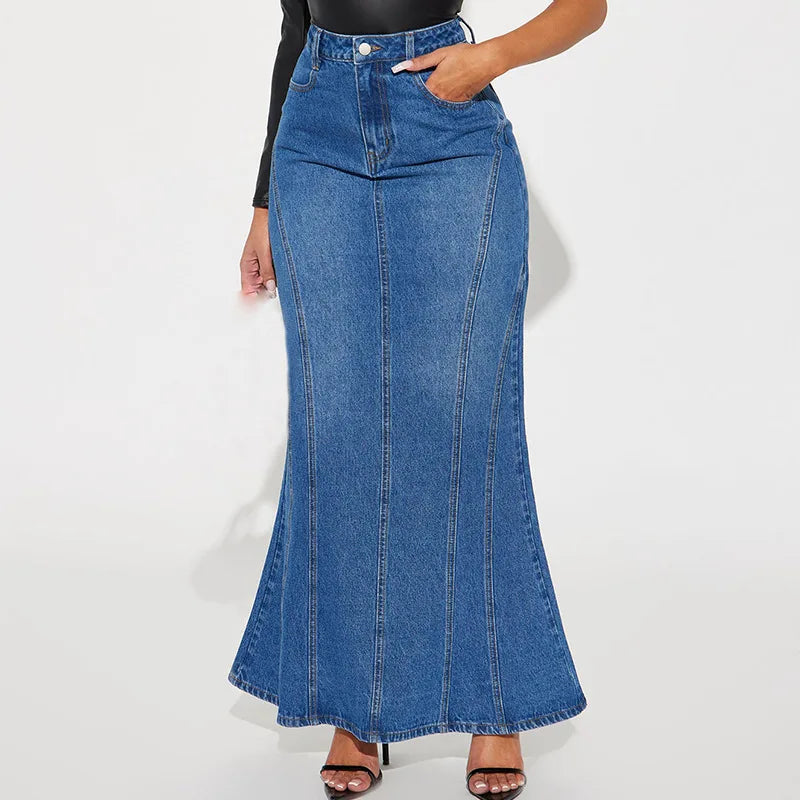 Contour Denim Maxi Skirt