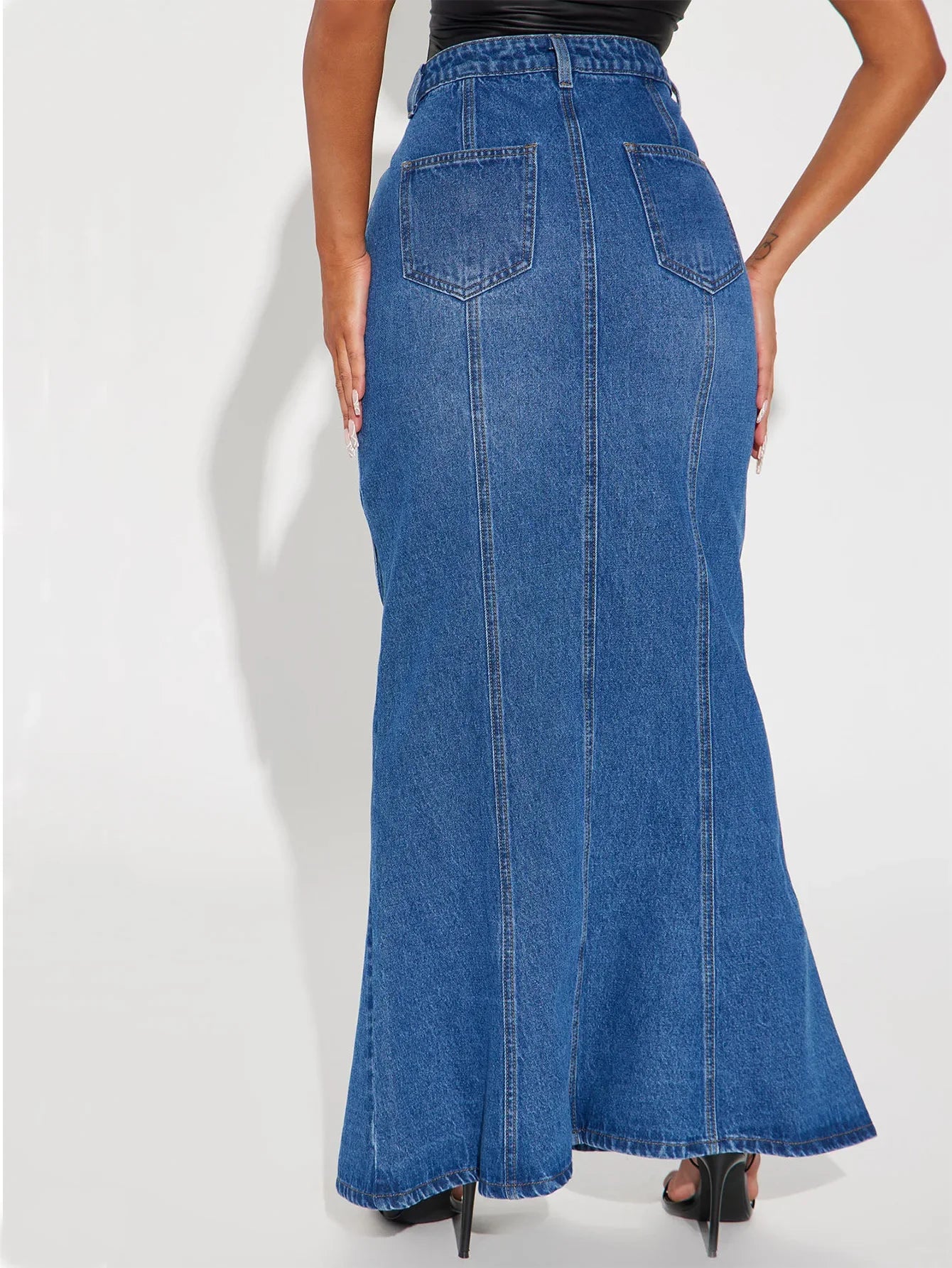Contour Denim Maxi Skirt
