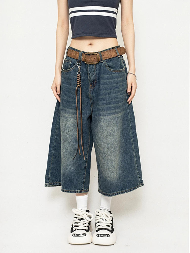 Retro Y2K Wide‑Leg Shorts
