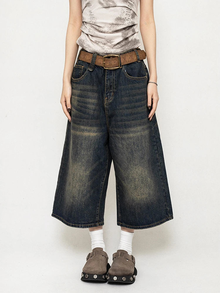 Retro Y2K Wide‑Leg Shorts