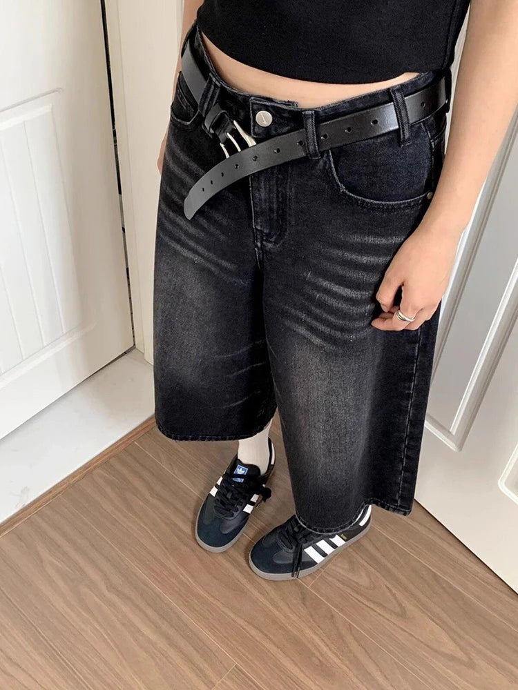 Retro Y2K Wide‑Leg Shorts