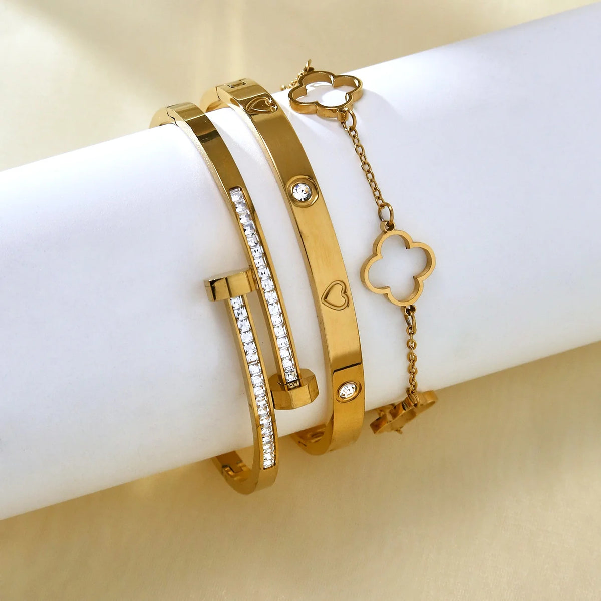Clover Charm Bracelet Stack