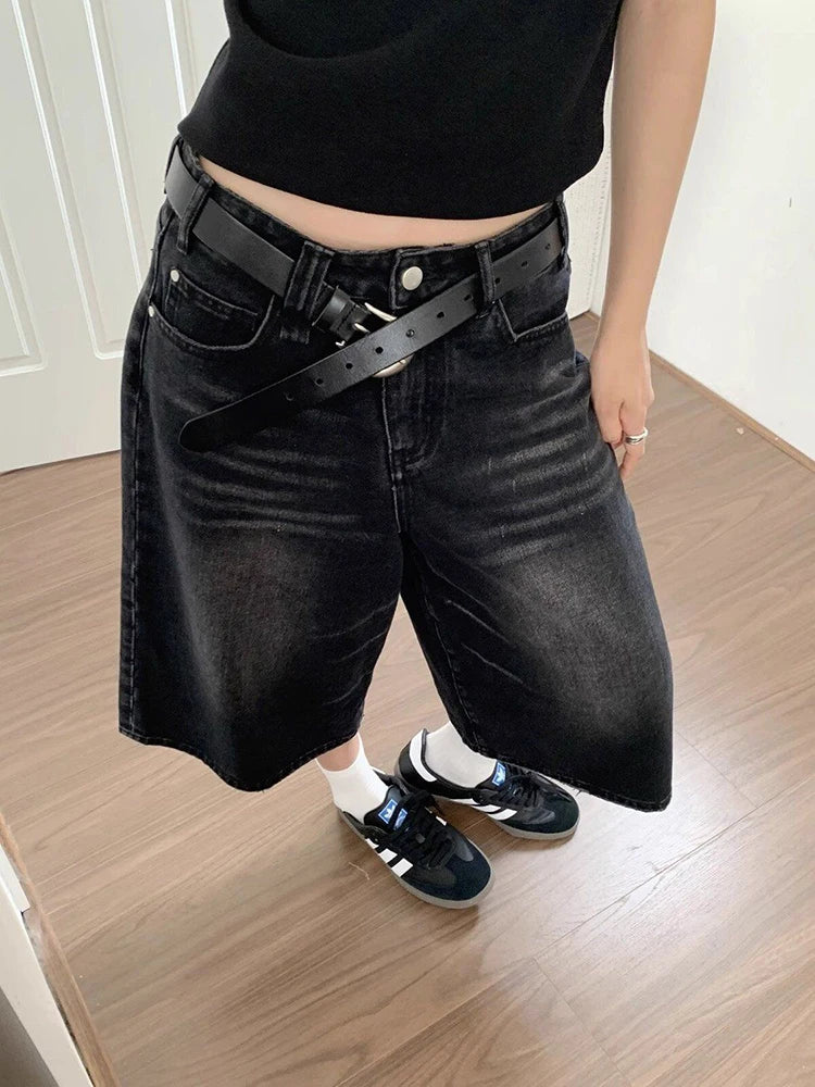 Retro Y2K Wide‑Leg Shorts