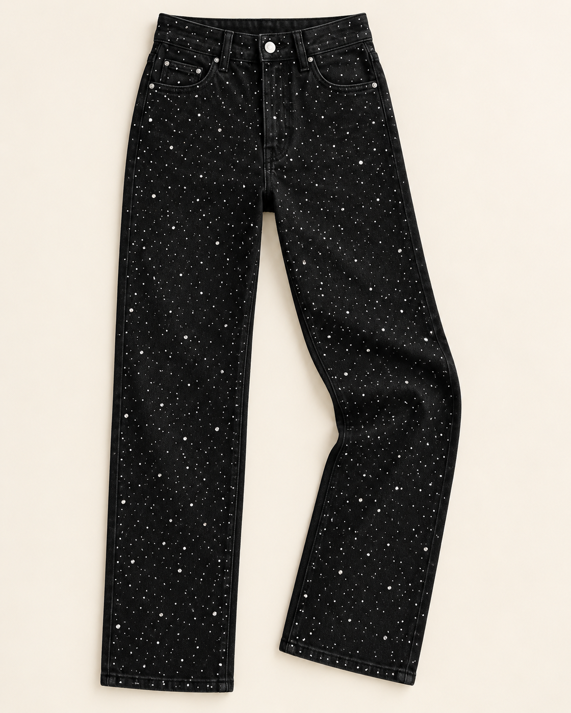 Alcina Rhinestone Jeans — Black — standalone view