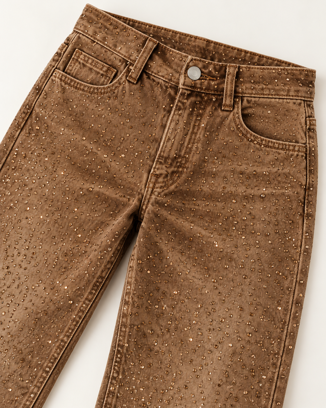 Alcina Rhinestone Jeans — Brown — detail view