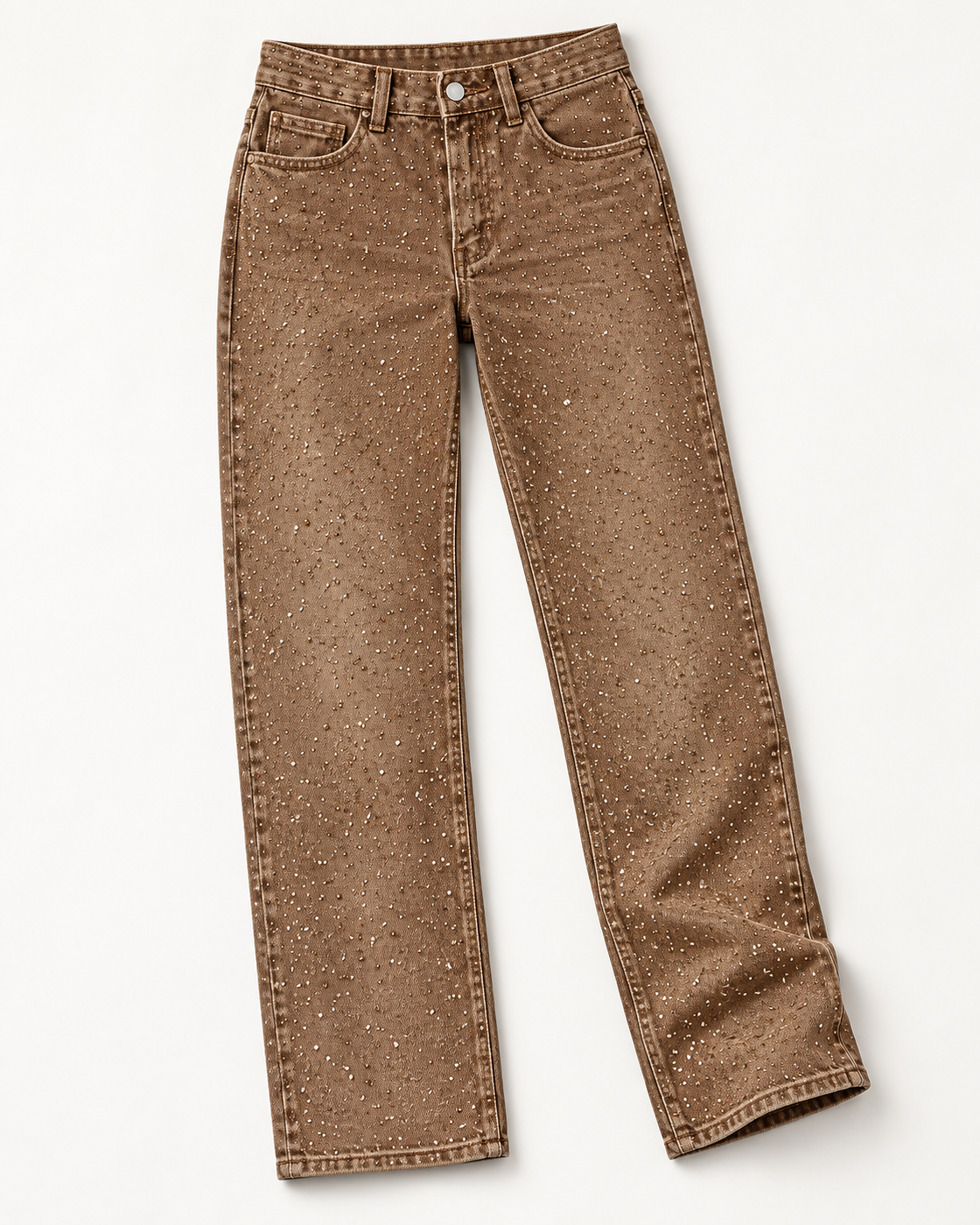 Alcina Rhinestone Jeans — Brown — standalone view