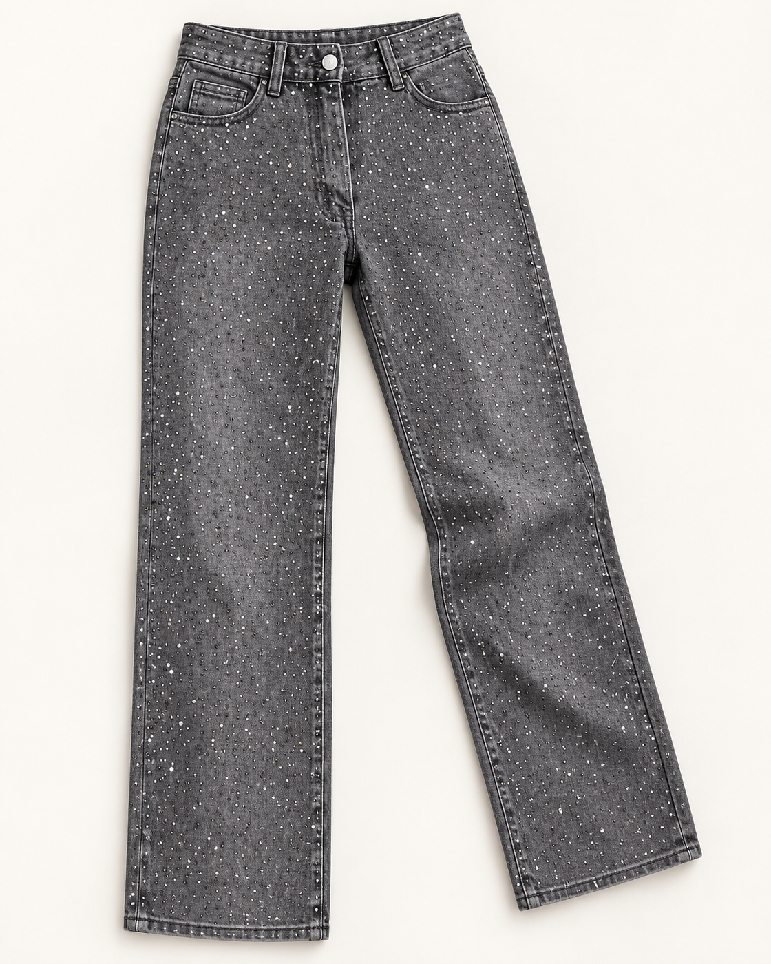 Alcina Rhinestone Jeans — Charcoal — standalone view