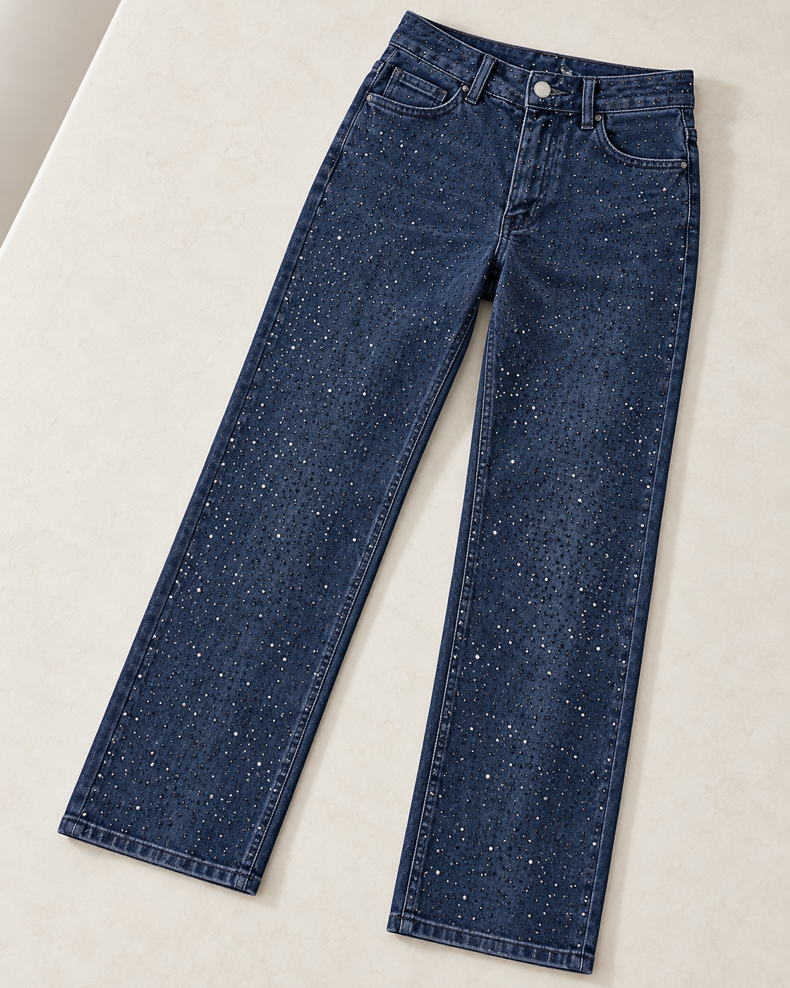 Alcina Rhinestone Jeans — Dark Blue — standalone view