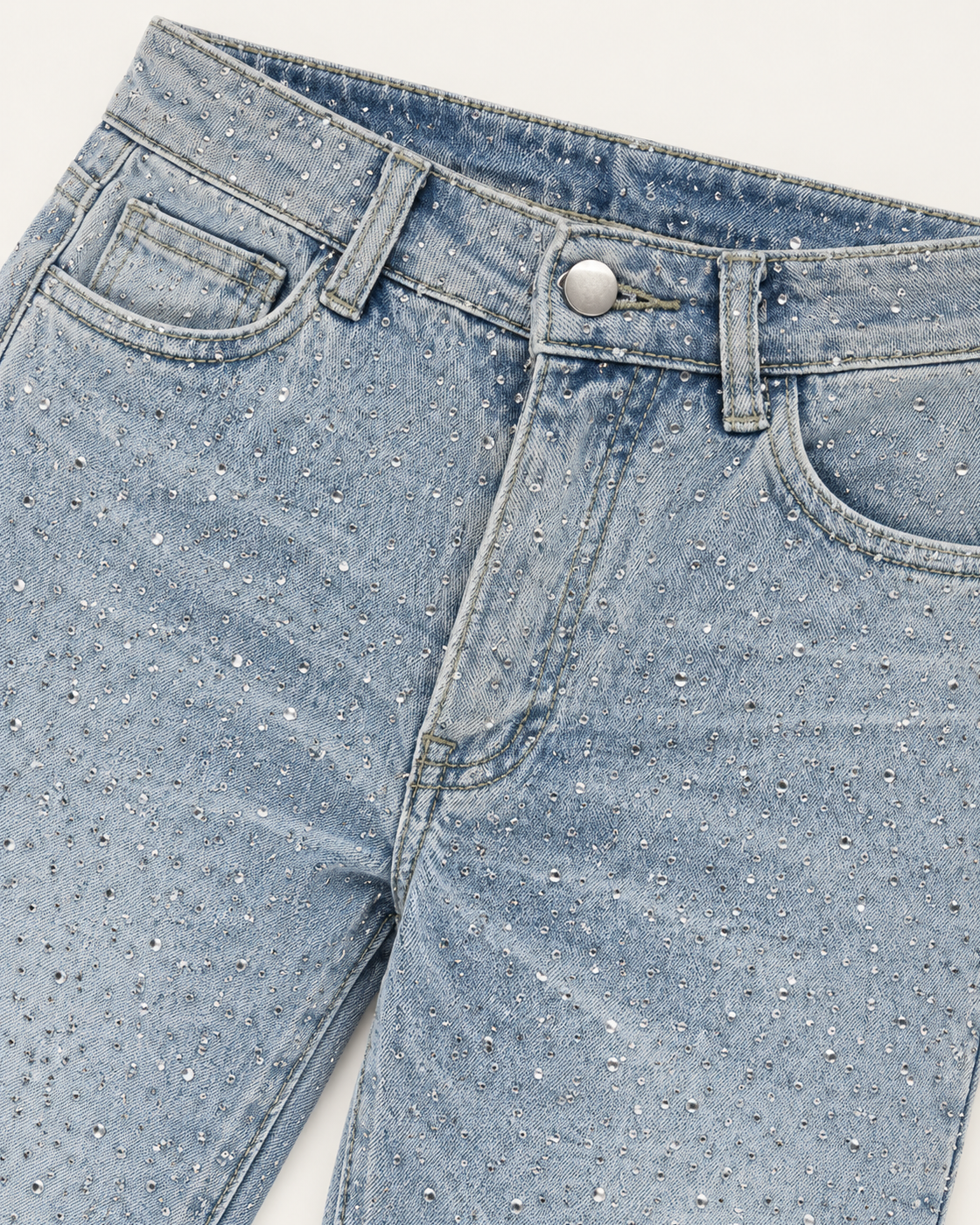Alcina Rhinestone Jeans — Light Blue — detail view