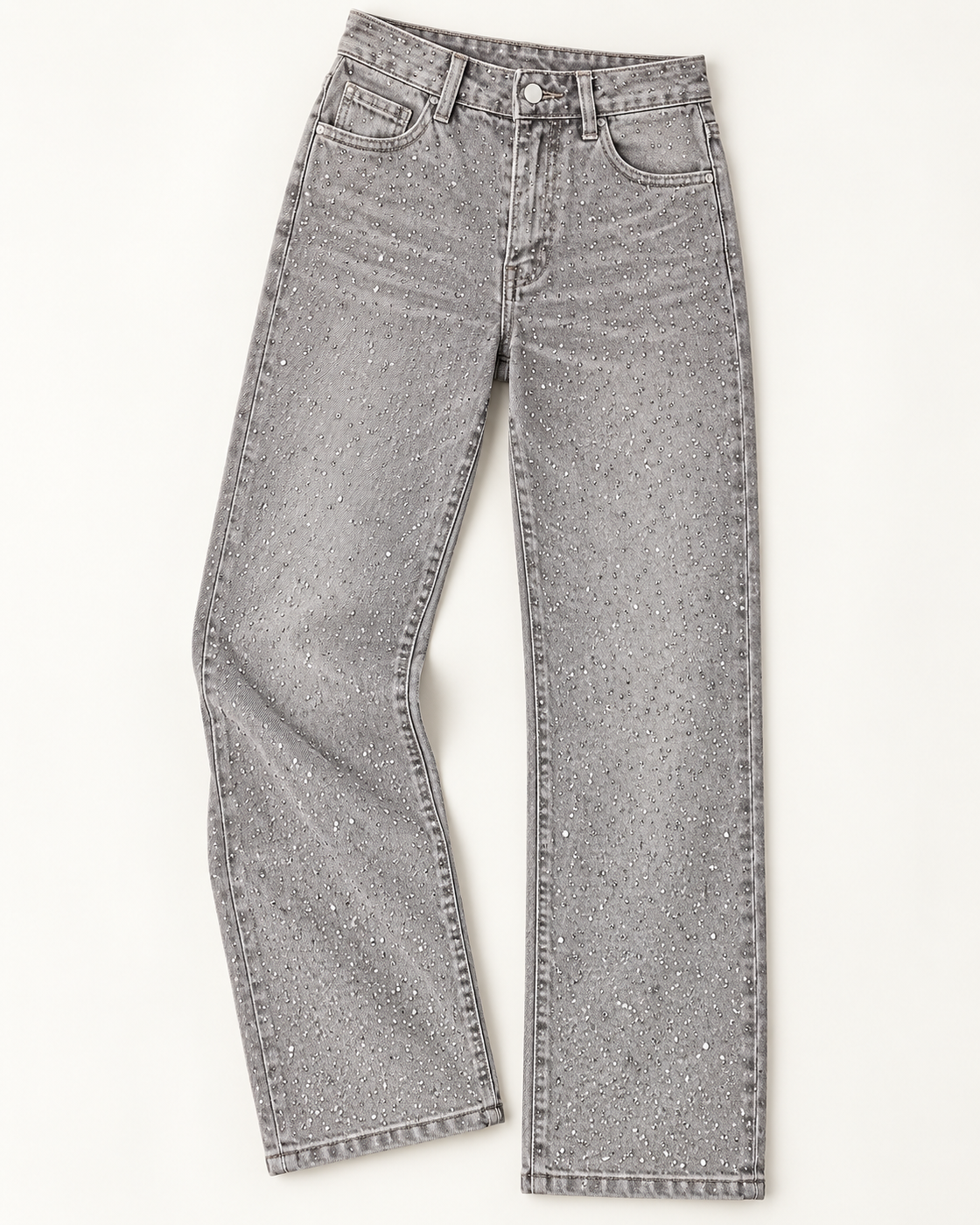 Alcina Rhinestone Jeans — Light Gray — standalone view