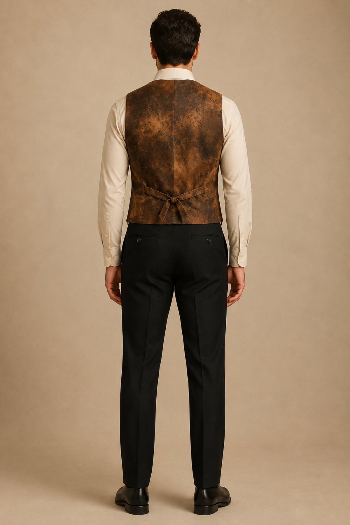 Alder Contrast Heritage Vest — Brown back view