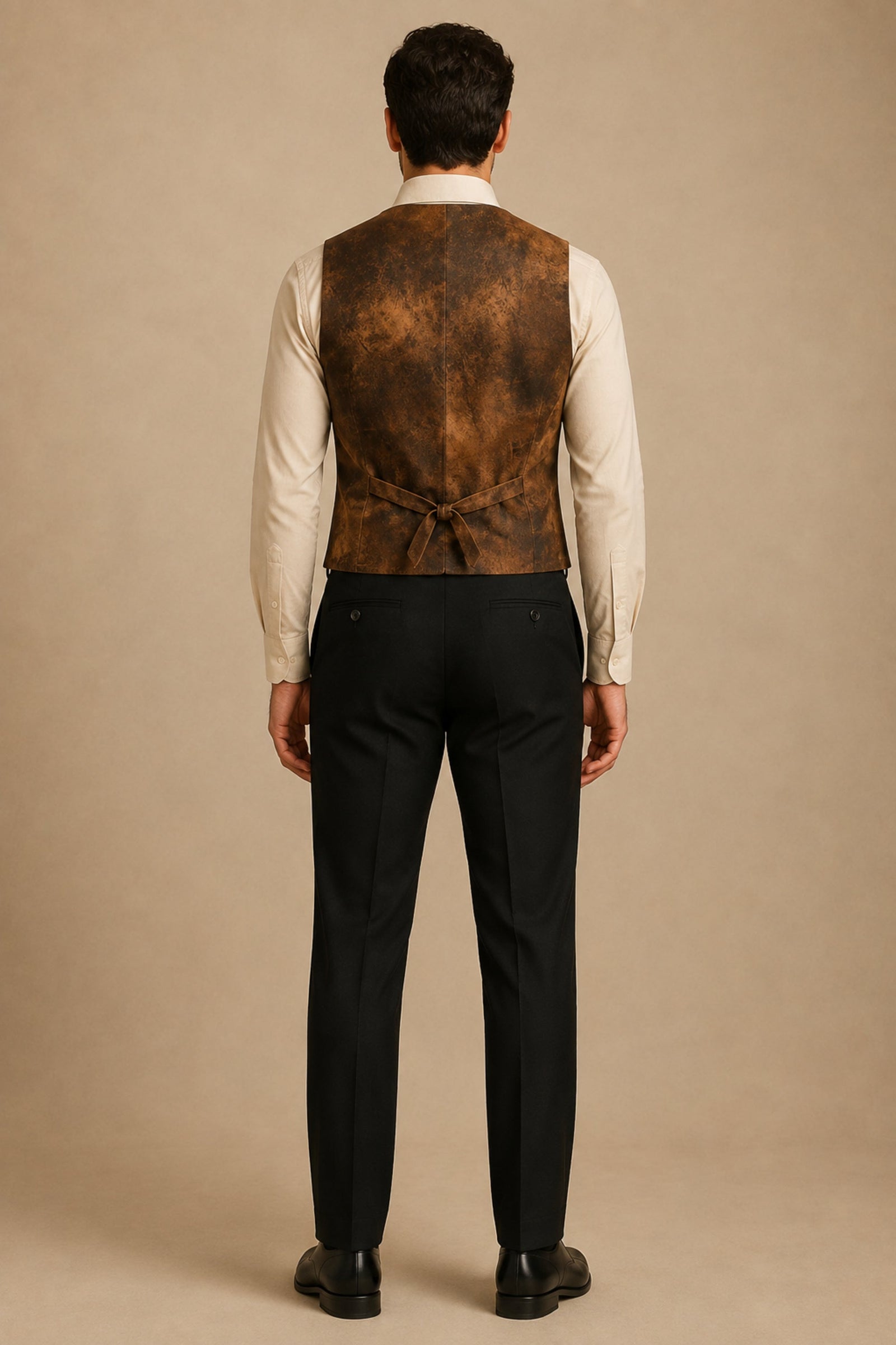 Alder Contrast Heritage Vest — Brown back view