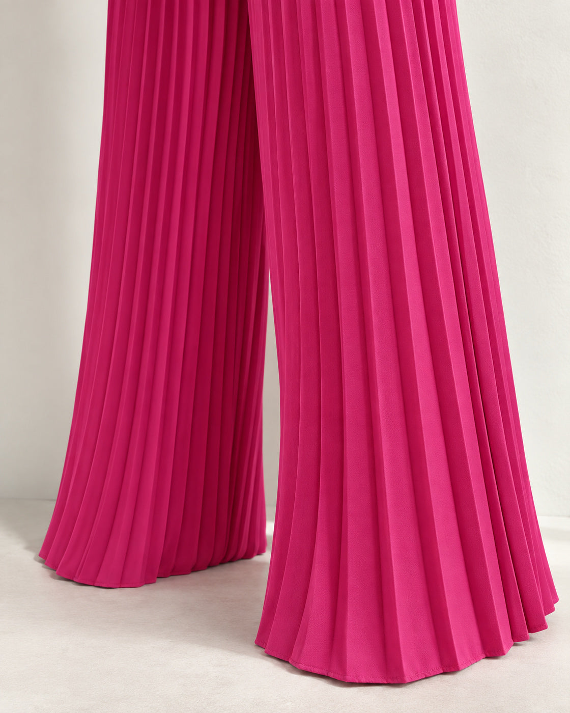 Aurelia Pleated Pants Set in Fuchsia — waistcoat or pleated trouser construction detail