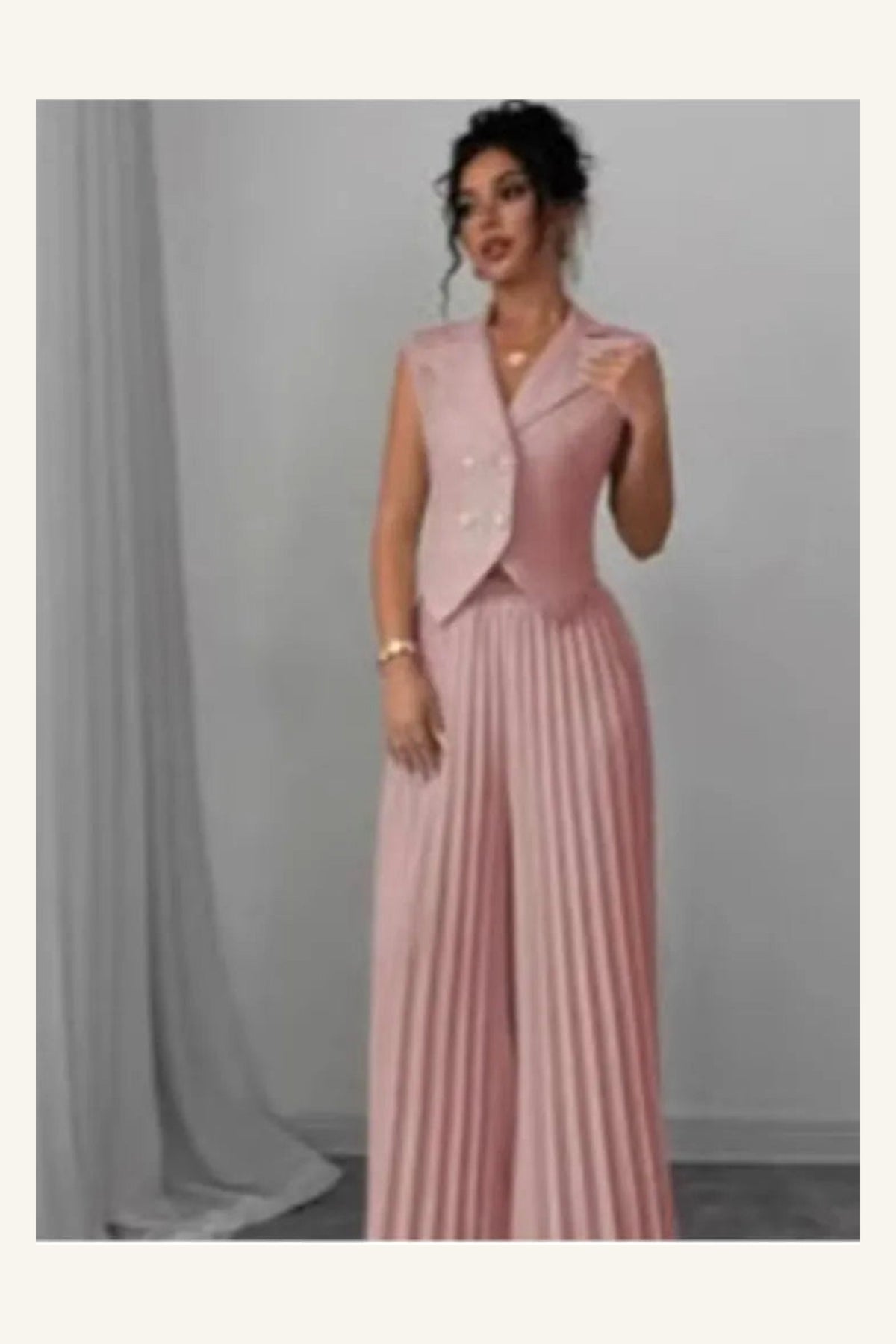 Aurelia Pleated Pants Set — Blush variant view