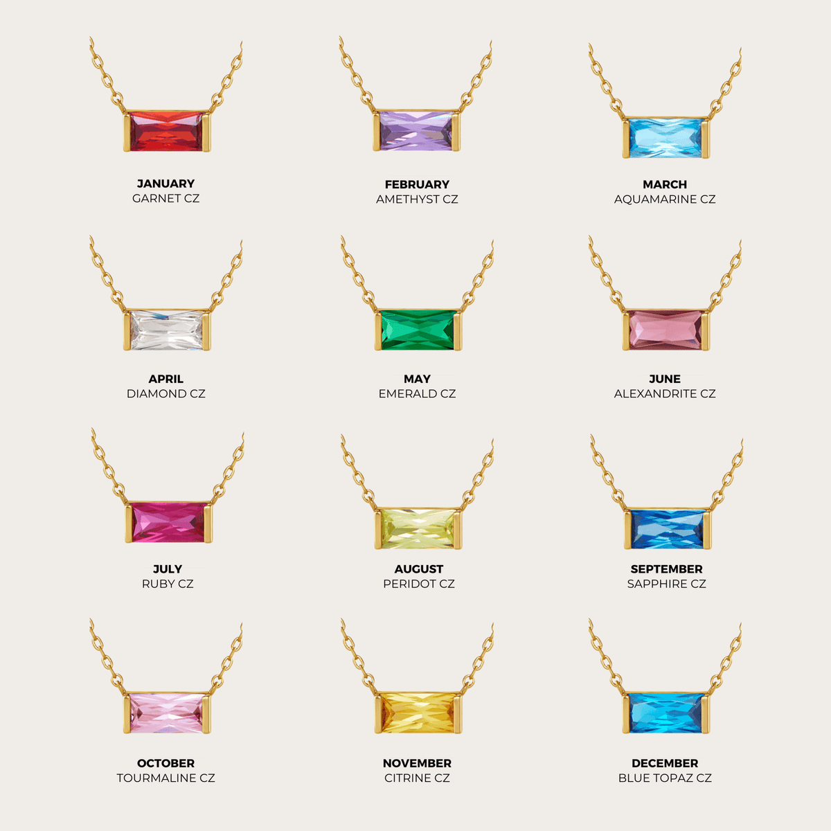 The Birthstone Necklace (Gold)