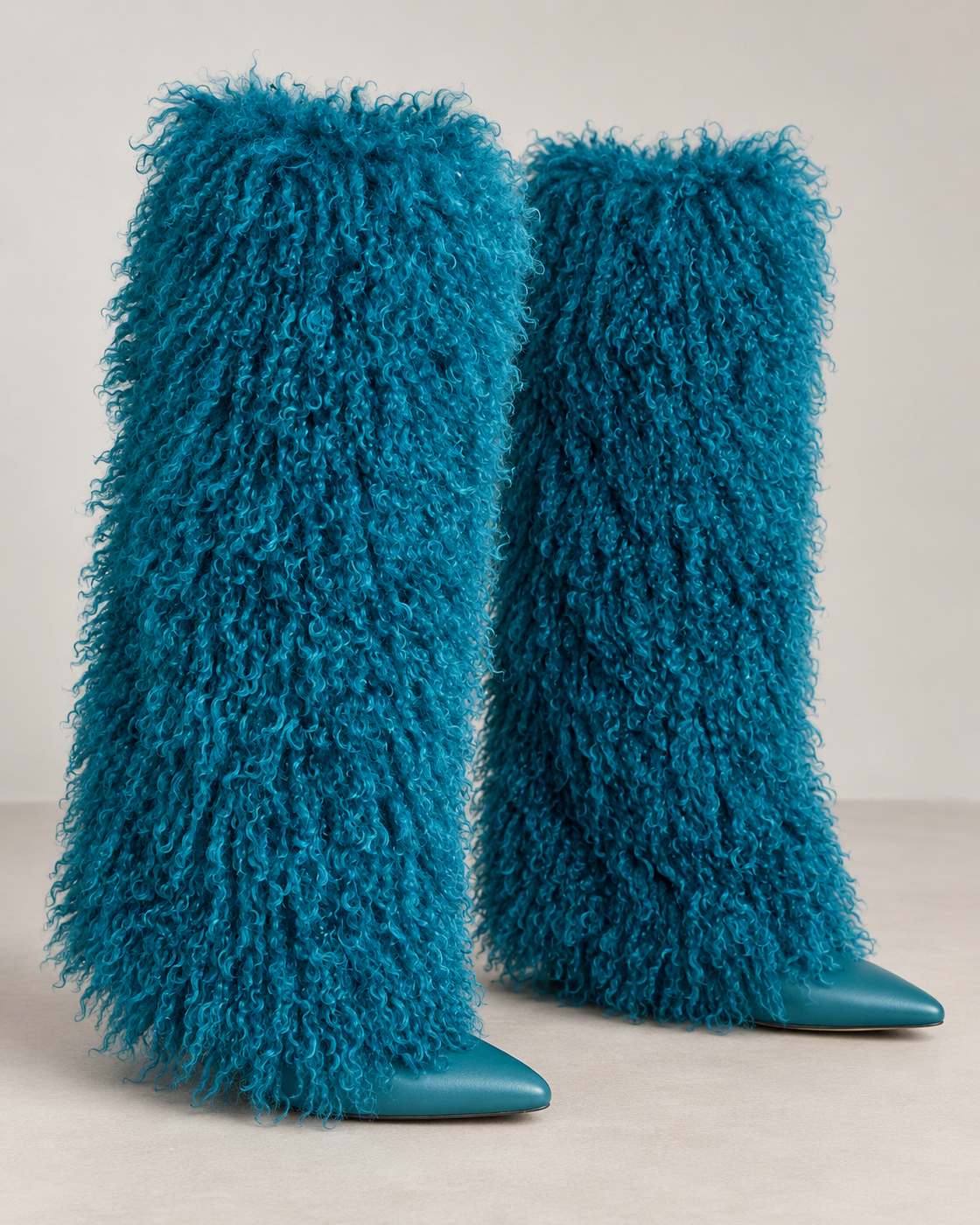 Borelle Shag Boots in Teal — pair hero