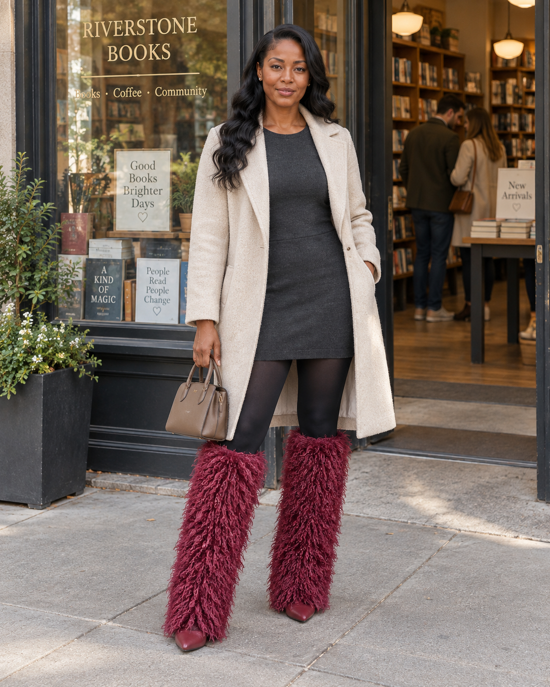 Borelle Shag Boots in Wine — lifestyle 2