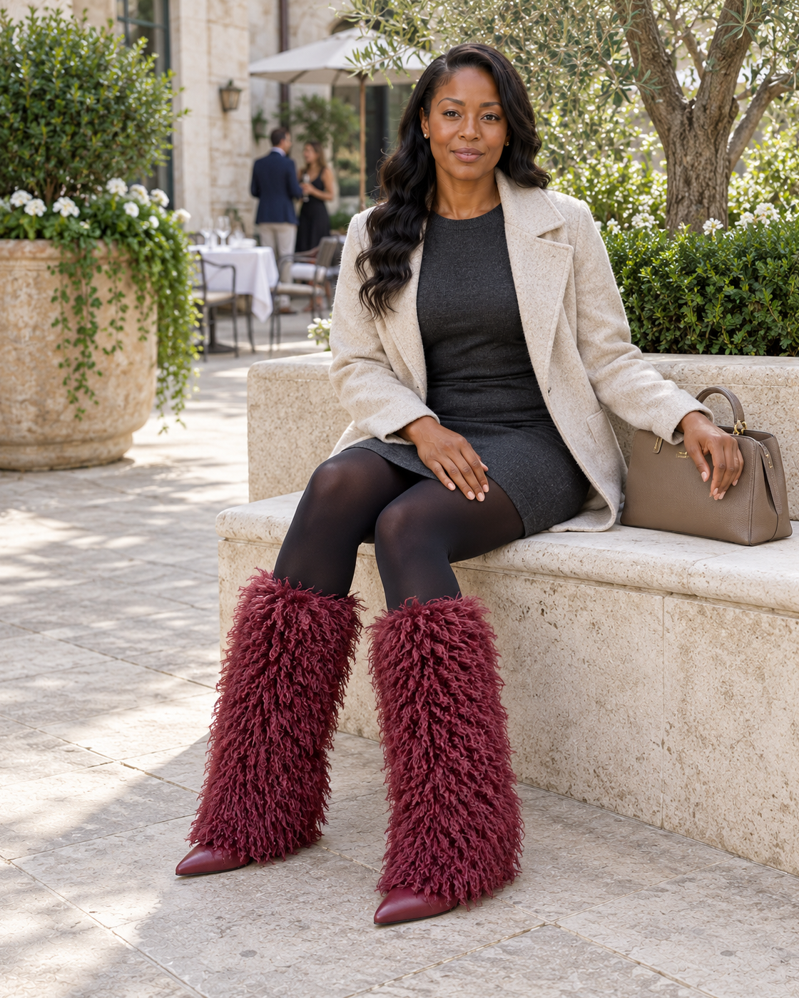 Borelle Shag Boots in Wine — lifestyle 3
