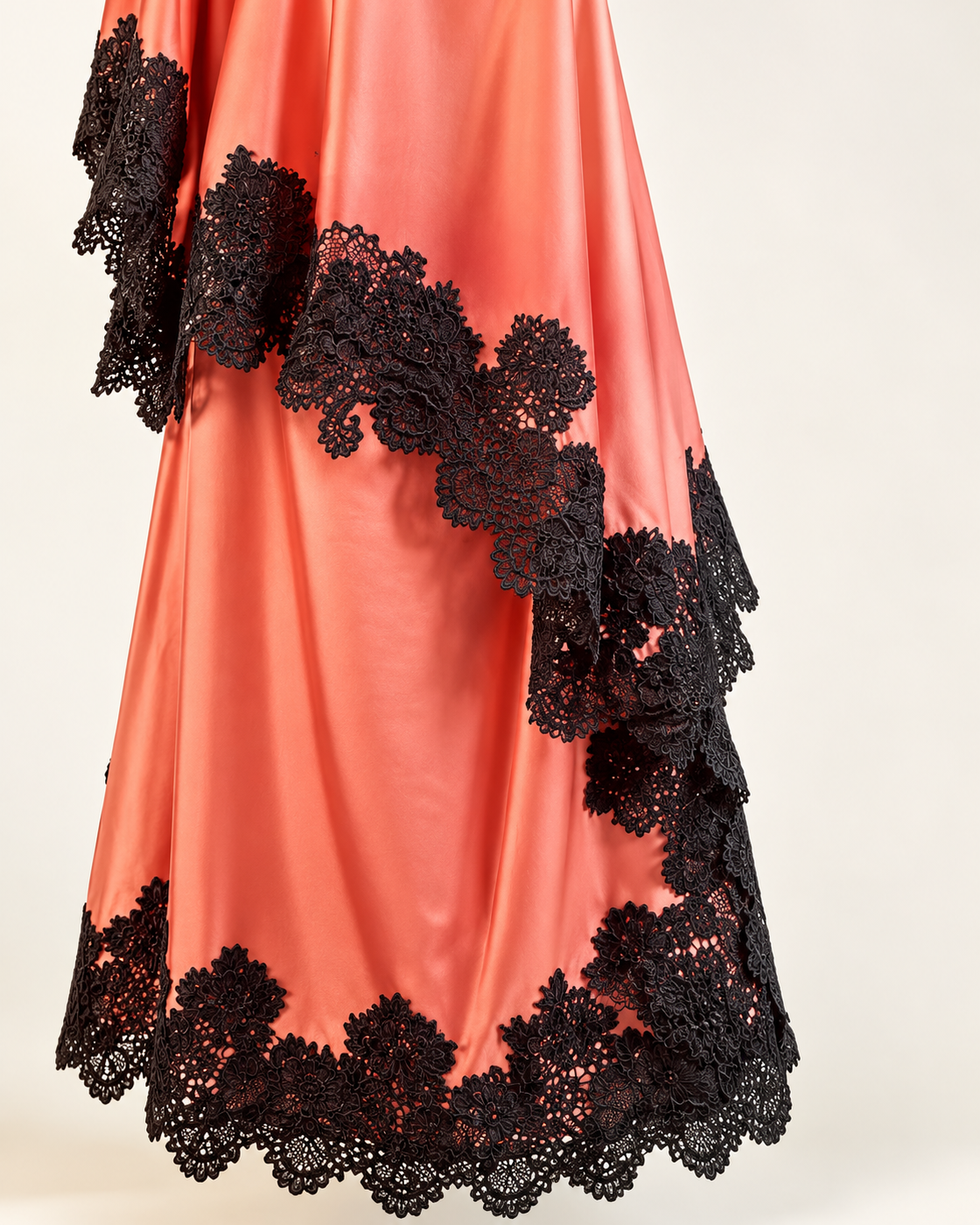 Celandra Lace Cape Dress — Coral Pink — detail view