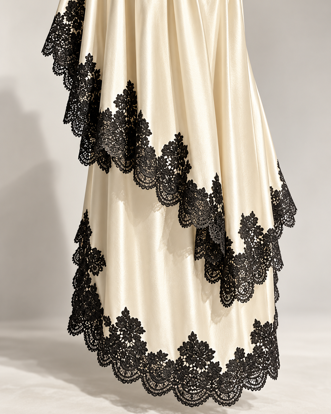 Celandra Lace Cape Dress — Ivory — detail view
