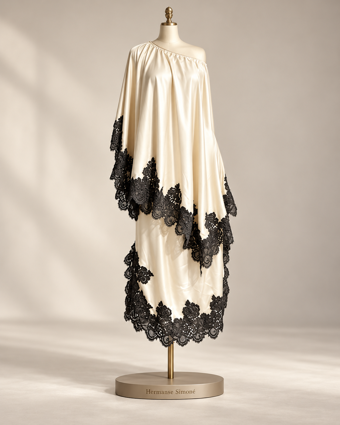 Celandra Lace Cape Dress — Ivory — mannequin view