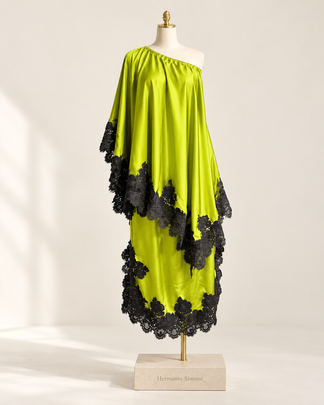Celandra Lace Cape Dress — Lime — mannequin view