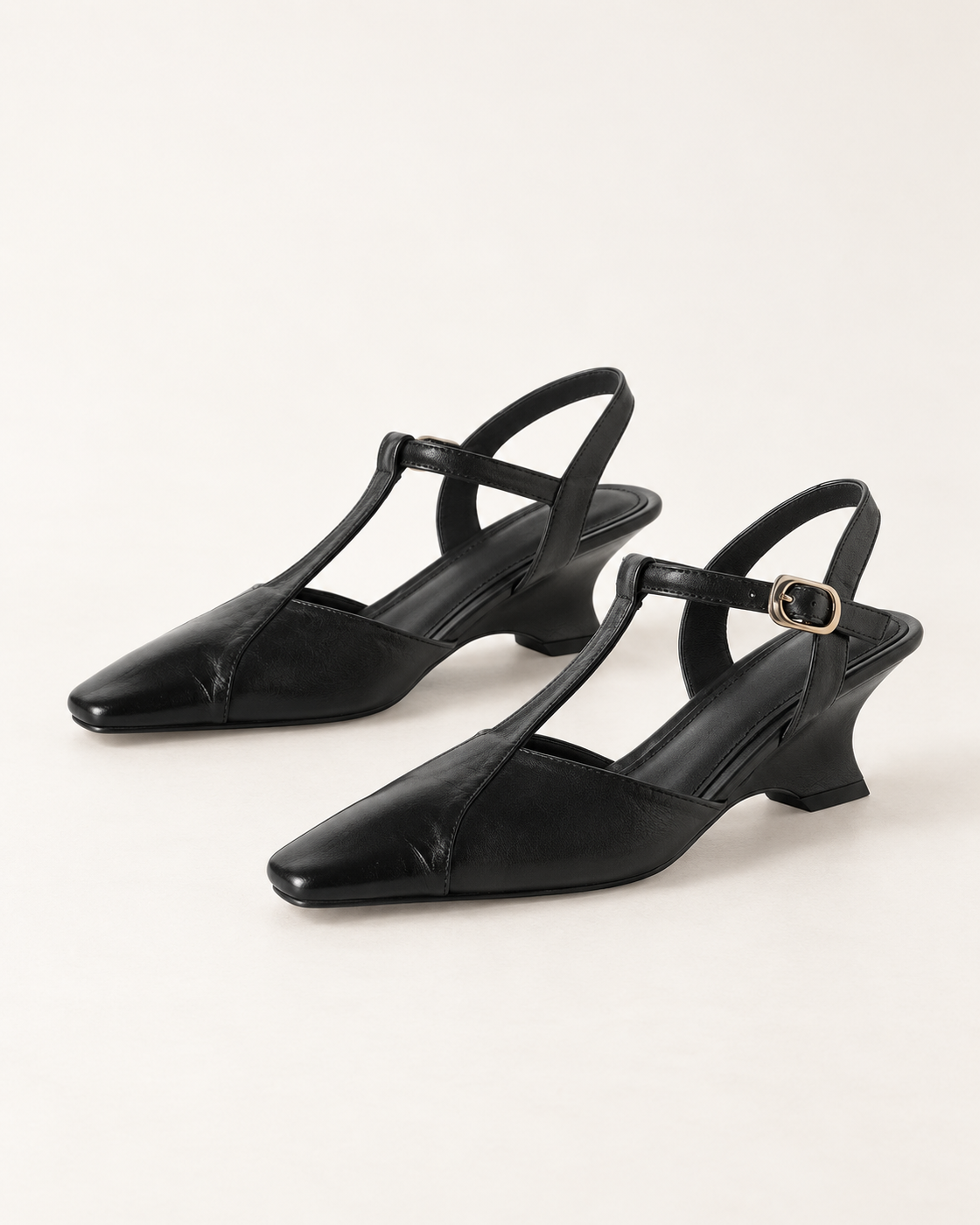 Edessa T-Strap Heels — Black, pair hero