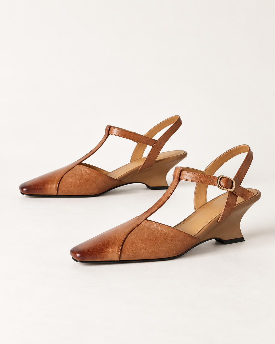 Edessa T-Strap Heels — Chocolate, pair hero