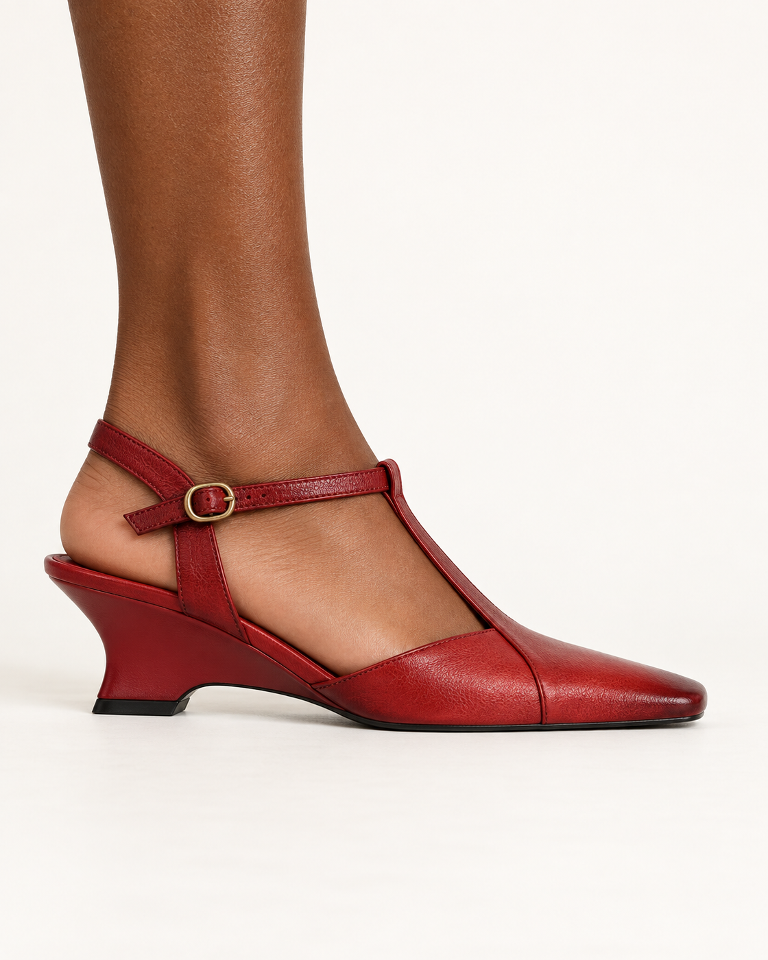 Edessa T-Strap Heels — Red, side