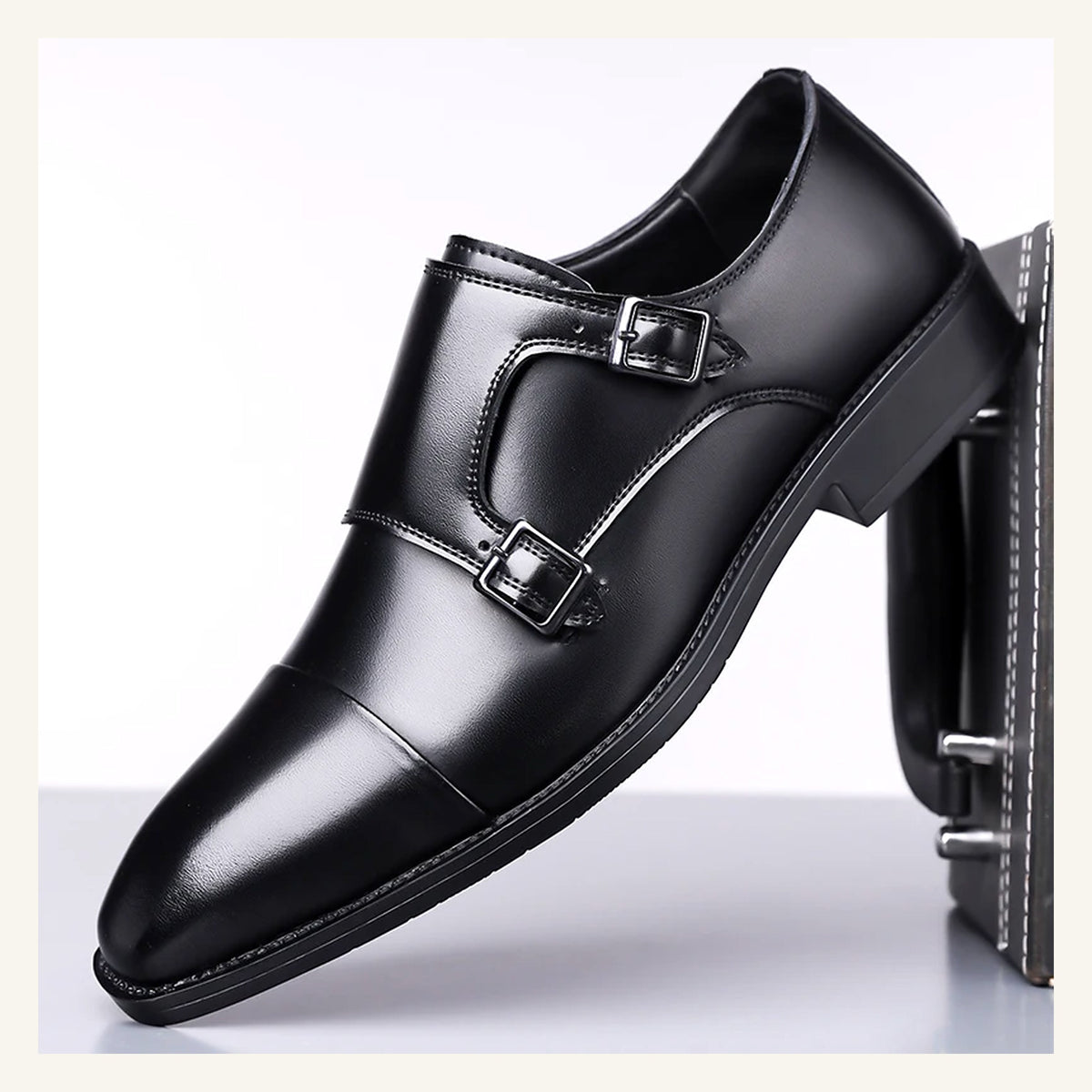 Kingsley Monk-Strap Oxfords — Black variant view