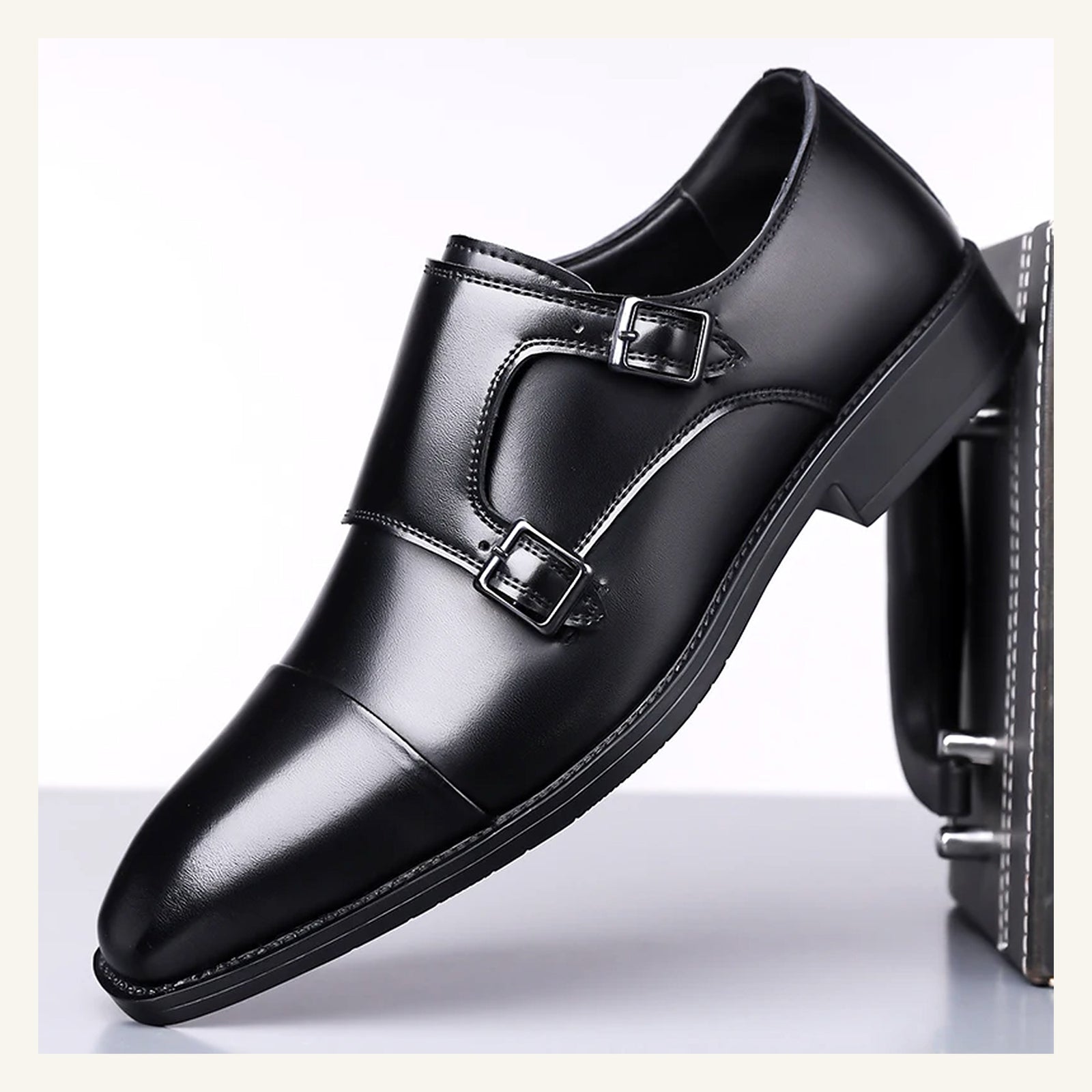 Kingsley Monk-Strap Oxfords — Black variant view