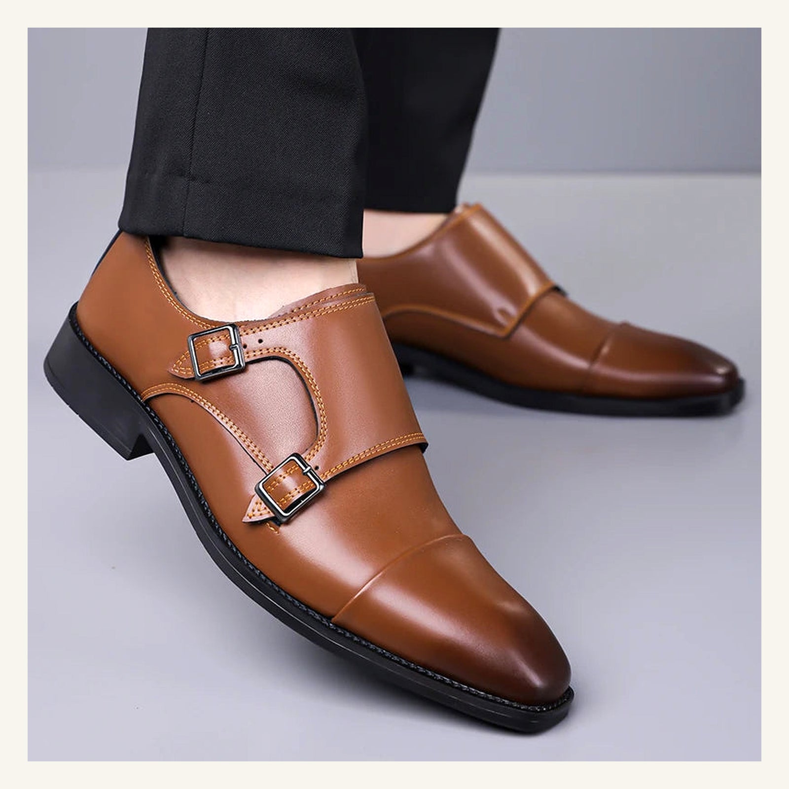 Kingsley Monk-Strap Oxfords — Brown lifestyle view