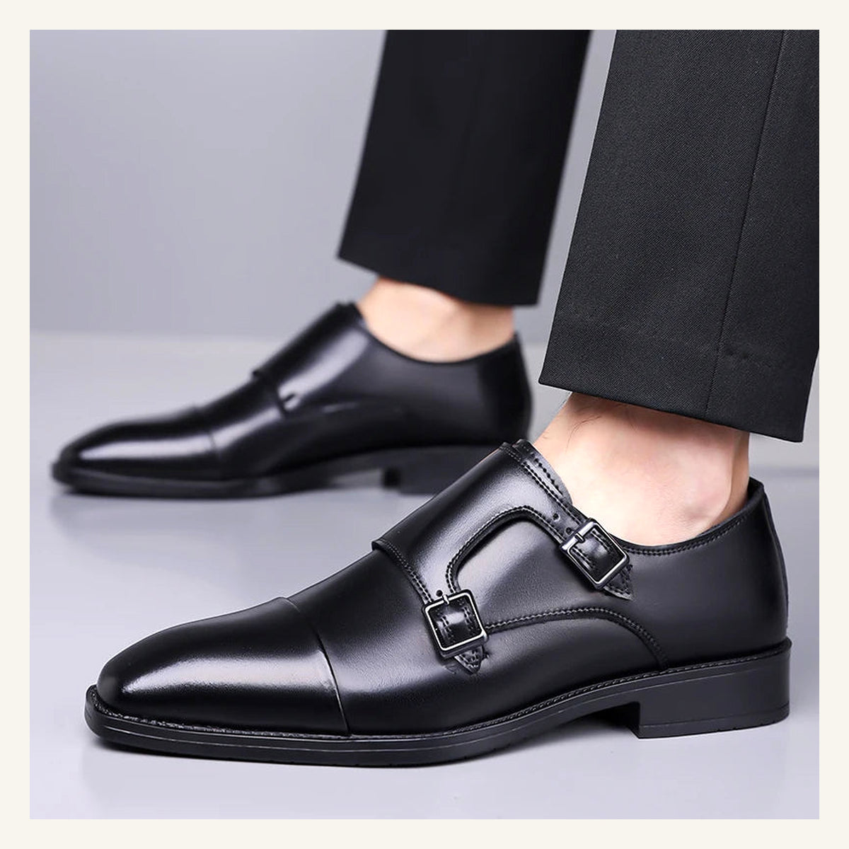 Kingsley Monk-Strap Oxfords — Black lifestyle view