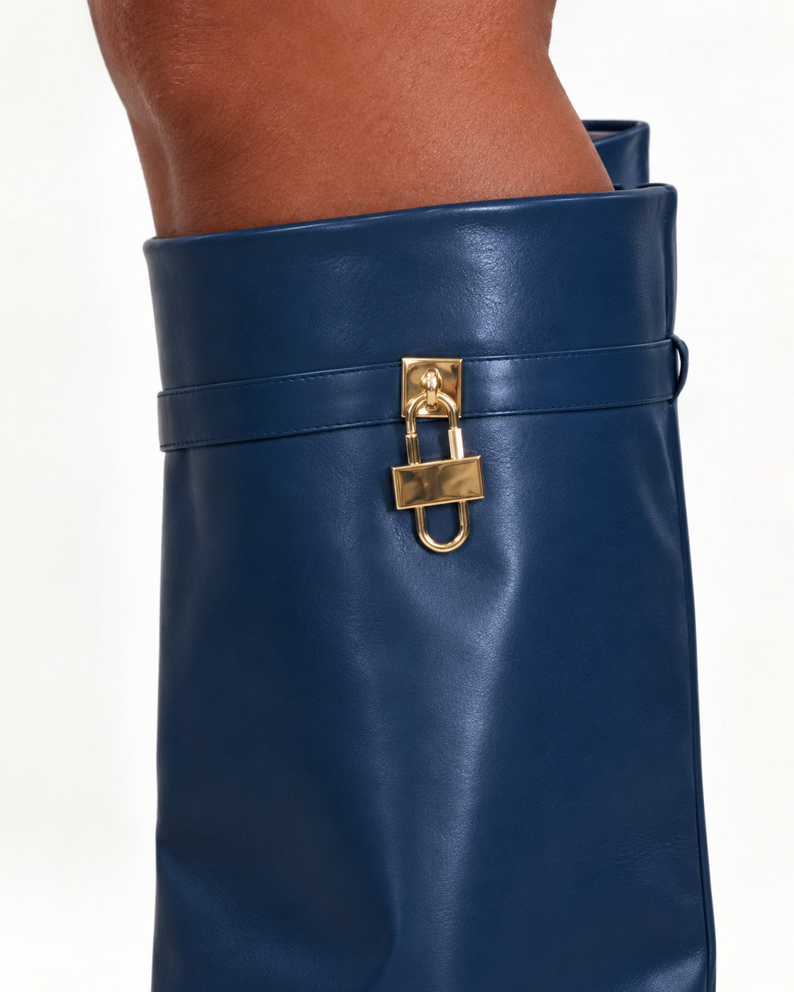Maelle Lock Boots in Midnight — upper hardware