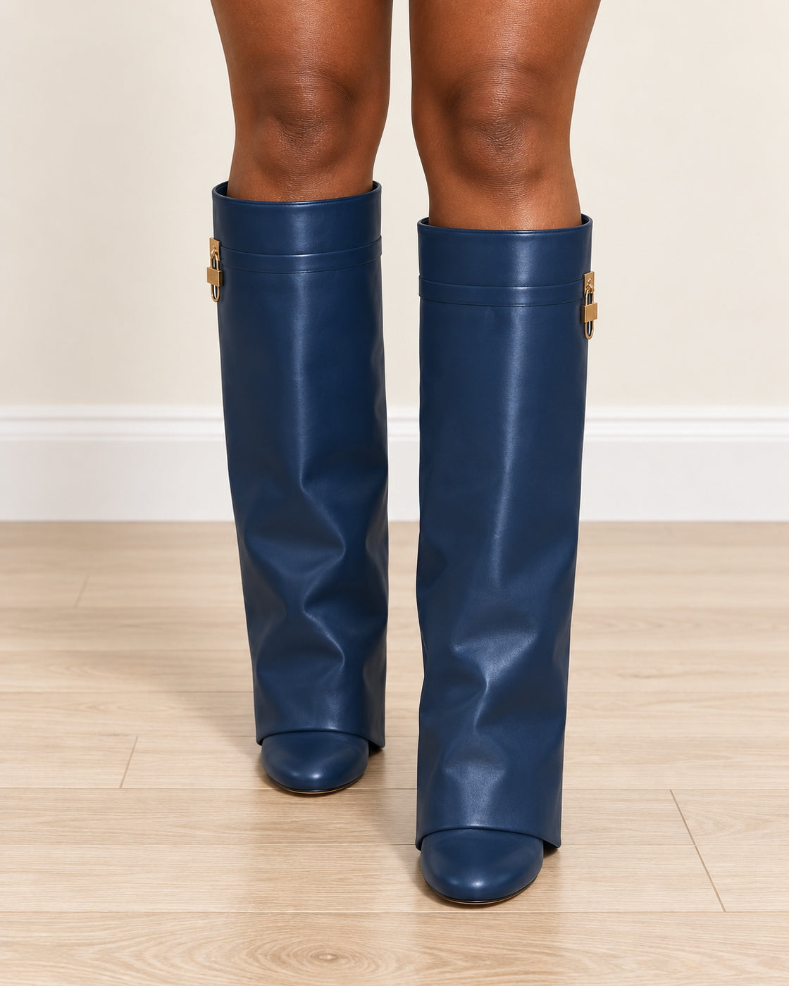 Maelle Lock Boots in Midnight — front on foot
