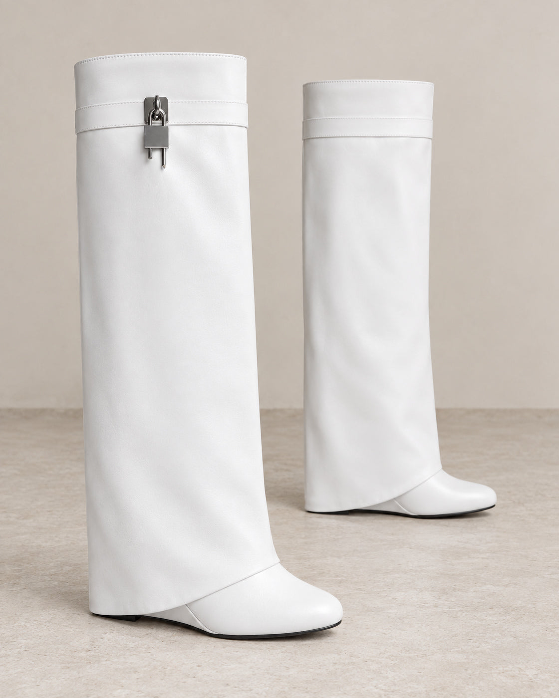 Maelle Lock Boots in White — pair hero