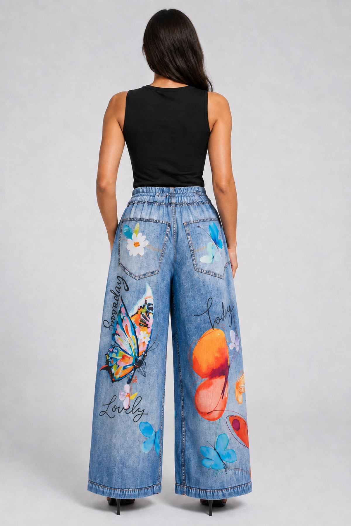 Marisol Floral Jogger Pants — Multicolor Graphic back view